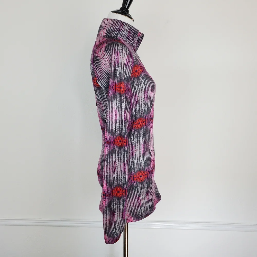 Nike Pro Combat Pullover Quarter Zip Ikat Tie Dye Print Active Workout Layering